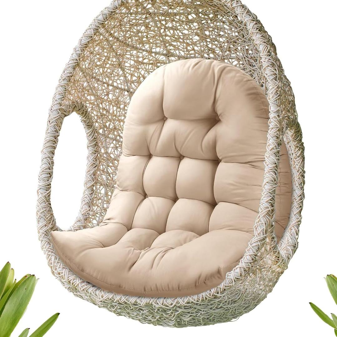Thick Egg Chair Cushion Replacement, Button Tufted Outdoor Swing Chair Cushion with High Elasticity PP Cotton and Skin-Friendly Fabric, Hanging Cushion for Patio Porch Furniture (Only Cushion), 32x48in
