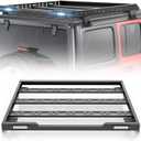 Roof Rack Cargo Basket with LED Light Bars Compatible for 2007-2026 Jeep Wrangler JK JL Unlimited & Gladiator JT 2/4 Door Hardtop, JKU JLU Luggage Rooftop Storage Holder Cargo Carrier