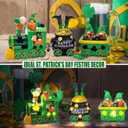 Hexagram St Patricks Day Decorations, Lighted St Patricks Day Gnomes Decor, Saint Patrick Decorations for Table, Train Tabletop Decorative Ireland Centerpiece Leprechaun Figurines Resin