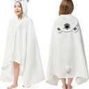 Joiedomi Hooded Towel for Kids Soft 100% Cotton Bath Beach Towel 30" x 50" for Kids 3-10 Years Toddler Pool Poncho with Hood Absorbent Swim Wrap for Boys Girls White Bear