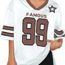 Oversized Jersey Shirts for Women Shirts Y2K Number Graphic Jerseys V Neck Cute Streetwear Tee Tops (S)