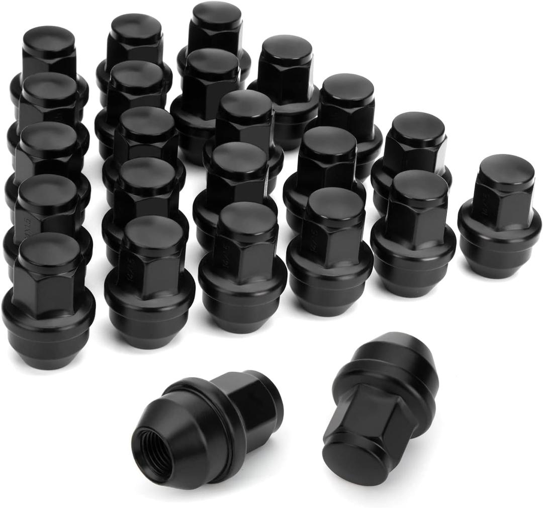 Dynofit 14x1.5 OEM Lug Nuts for F150 2015-2024, 24pcs One-piece Stock Lugnuts Compatible with Ford Expedition F-150 Lincoln Navigator 2016-2018/2019-2024, 14mmx1.5 Factory Tuner Nuts Replace OE#611008 (Black)