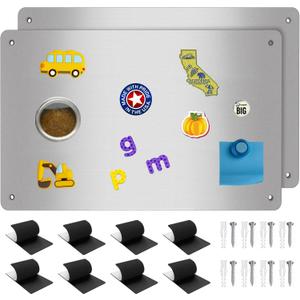 2Pack Magnetic Board,17.1" x 11.8" Magnet Display,for Magnets ,Refrigerator, Compartment, Cabinet etc,Comes with Dual Lock Tape for Easy Hanging (Silver)