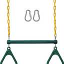 Jungle Gym Kingdom Swing Sets for Backyard, Monkey Bars & Swingset Accessories - Set Includes 18" Trapeze Swing Bar & 48" Heavy Duty Chain with Locking Carabiners - Outdoor Play Equipment (Green)