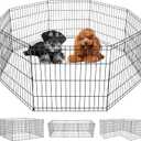 FDW 24 Inch Dog Pen 8 Panel Dog Playpen Indoor Outdoor Metal Puppy Pet Fence Portable Folding Animal Exercise Fence,Black
