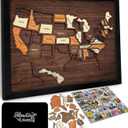 flinelife USA Travel Map, 13x11, Wooden USA Map Puzzle, Perfect For Couples and Families Gift