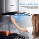 COMFEE' Curved Glass Range Hood 30 Inch 450 CFM 3 Speed Gesture Sensing &Touch Control Panel Stainless Steel kitchen Ductless/Ducted Convertible with Baffle Filters and 2 LED Lights (CVG30W9AST)