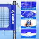 Professional Heavy Duty Volleyball Net Set for Backyard & Beach, Outdoor Net System with Steel Anti-Sag Winch, 32FT Reinforced Net, Height Adjustable Rust-Resistant Aluminum Poles, Portable Carry Bag