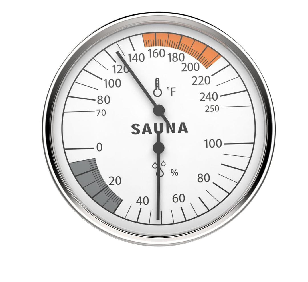 KT THERMO Sauna Thermometer 2 in 1 Fahrenheit Thermometer Hygrometer for Sauna Room, Indoor Humidity Temperature Monitor, Sauna Accessories for Infrared Steam Saunas