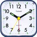 Tinload Small Battery Operated Analog Alarm Clock Silent Non Ticking, Ascending Beep Sounds, Snooze,Light Functions (Blue)