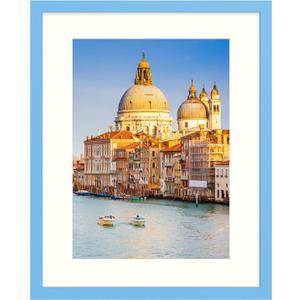 wyooxoo 16x20 Picture Frame Blue Solid Wood Photo Frames Display Pictures 12x16 with Mat or 16x20 Without Mat Colorful Frame For Horizontal Vertical Wall Mounting