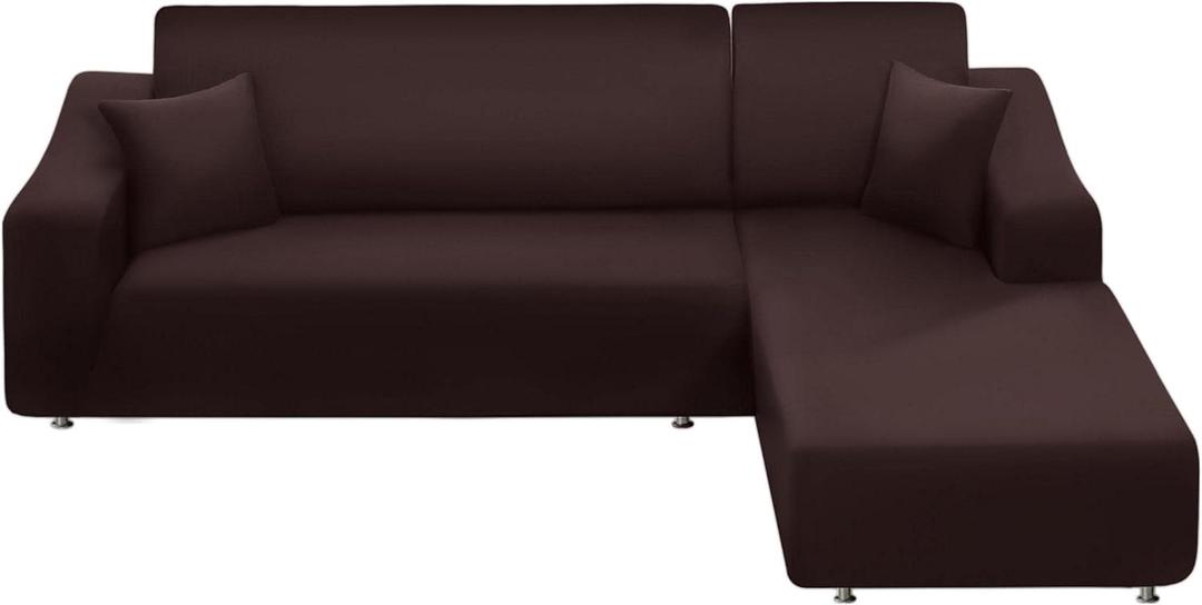 NAISI Couch Cover L Shape 2 Pieces Sofa Cover Soft Stretch Slipcovers with 2pcs Pillowcases Furniture Protector Sectional Couch Covers 3 Seater + 3 Seater(Coffee)