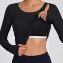 BMJL Womens Workout Tops Built in Bra Yoga Long Sleeve UPF 50+ Sun Shirts | Sun protection,belly ruched, shoulder cutout, lightweight breathable stretch fabric, athletic fitness gym clothes (Black, XS)