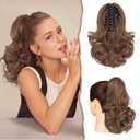 SOFEIYAN Ponytail Extension 11 inch Claw Clip Ponytail Hair Extensions Long Curly Wavy Ponytail Fluffy Clip on Pony Tails Synthetic Hairpiece for Women (12#)