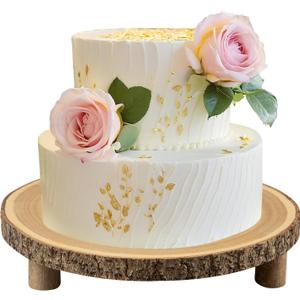 Rustic Wood Cake Stand - 11-13 Inch Wooden Slice with Legs for Elegant Wedding, Birthday, & Woodland-Themed Parties1Pcs
