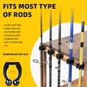 Ghosthorn Fishing Rod Holders for Garage Holds up 10 Rods Wood Pole Rod Rack Tackle Storage Gear and Equipment Fishing Gifts for Men Women (fishing rod holders 4.0)