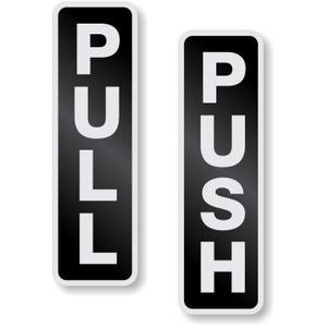 SmartSign Push Pull Door Sign Kit of 2 Anodized Signs | 1.5" x 5" Aluminum Black Color, Made in USA