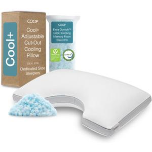 Coop Home Goods Cool+ Cut-Out Adjustable Pillow Queen with Cooling Gel & Shoulder Cut-Out for Head Support, Side Sleeper Pillow, Neck Support for Sleeping, CertiPUR-US/GREENGUARD Gold
