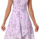 Allegra K Women's Summer Dresses 2025 Wrap Ruffle High Low Hem Round Neck Keyhole Back Sleeveless Floral Dress, L