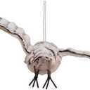 Grey With White Fur Flying Owl Ornament,Christmas