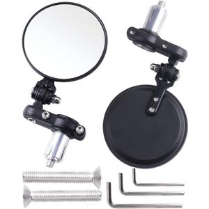 ORAEVY Universal Motorcycle Mirrors - 3 Inch Round 7/8" bar Folding Bar End Side Mirror Compatible with Ebike Honda Scooter Suzuki Yamaha Kawasaki Victory Harley Ducati and More