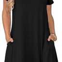 lionstill Women's Casual T Shirt Dress Summer Short Sleeve Swing Dresses with Pockets, Size: Large