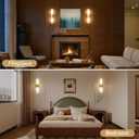 2 x Kalium Bathroom Wall Sconces Set of Two, 21 Inch Modern Vanity Lights with Frosted Glass Shade, Bathrooms Vanity Lighting Fixtures for Mirror Bedroom Living Room Hallway (Gold)