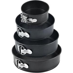 Tellshun 4 Pack Springform Pan Tins Set 4, 7, 9,10 Inch Baking Mold Round Leakproof Nonstick Removable Bottom Bakeware for Cake Cheesecakes Pie Pizza and Quiches