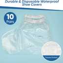 2 x Heavy-Duty Waterproof Non-Slip Shoe Covers, 10 Pairs Disposable Rain Covers with Wide Elastic Band & Anti-Slip Stickers for Men & Women, One-Size Shoe Covers for Indoor and Outdoor Use