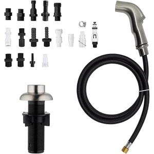 Houtingmaan Kitchen Sink Sprayer Replacement, Side Sprayer, Kitchen Sink Faucet Sprayer Hose,Sprayer Head Replacement,Sink Spray head,17 ADAPTERS,Sink Sprayer Brushed Nickel