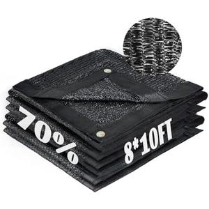 Cool Area 70% Sun Shade Cloth Mesh Tarp with Grommets for Plant Cover 8x10ft Patio Canopy Garden Pergola Greenhouse Car Barn Kennel Black