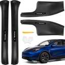4 Pcs Door Sill Protector for Tesla Model Y 2019-2024 5 Seater - Carbon Fiber Scuff Plate Guards with Installation Kit Front & Rear Pedal Kick Protection Fit for Tesla Model Y Accessories