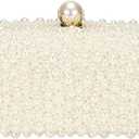 DTGN Evening Clutch Purse for Women Formal, Bridal Purses Handbag Cross Body Bag Wallet with Chain Wedding Club Party Beige Pearl