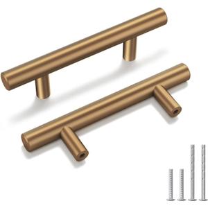 goldenwarm 10 Pack Champagne Bronze Cabinet Pulls Gold Cabinet Handles 2-1/2 inch(64mm) Champagne Gold Drawer Pulls Brushed Bronze Drawer Handles Kitchen Bathroom Bedroom Furniture Hardware