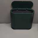 Small Bathroom Trash Can with Press Type Lid, Toilet Brush and Holder Set,Slim Dark Green Bathroom Garbage Can, Slim Narrow Trash Bin 2.6 Gallon Garbage Bin, 75Counts Trash Bags