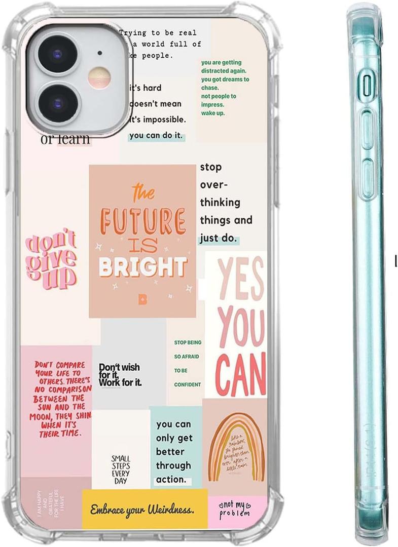 Case for iPhone 11 with Motivational Quotes Design,Encouraging Words Collage Pattern for Teen,Soft TPU Bumper Phone Cover(11,Positive)