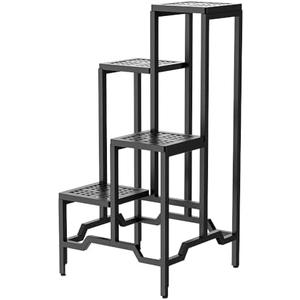 DHYGOTFUR Plant Stand - Aluminum Indoor/ Outdoor Flower Rack, Waterproof & Rust-Proof, Stable Support for Pots, Perfect for Living Room, Balcony, Garden, and Office (Black, 4 Tier)
