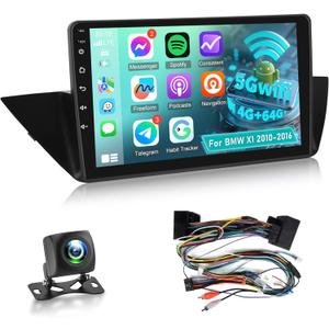 4+64G Android Car Stereo for BMW X1 E84 2009 2010 2011 2012 2013 2014 2015 with Carplay and Android Auto - 10 Inch IPS Touchscreen Radio with 32EQ DSP, WiFi, GPS, Mirror Link + AHD Rear View Camera