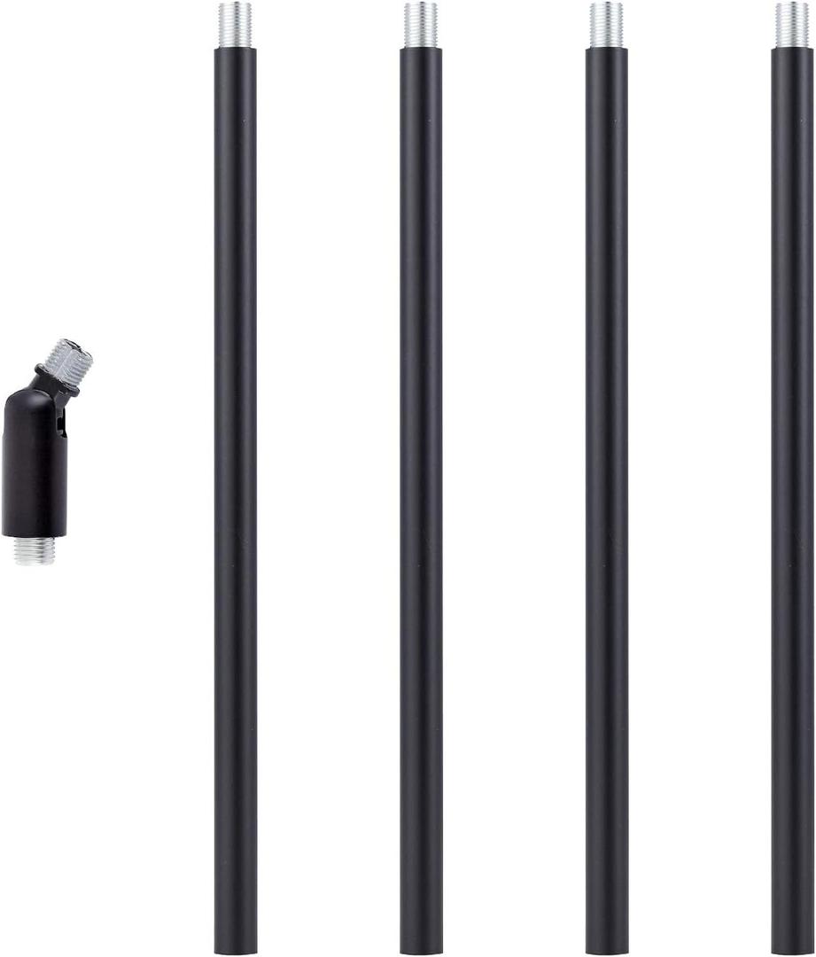 M10 Threaded Extension Rod with Sloped Ceiling Adapter Kits for Pendant Light, Island Lighting, Black