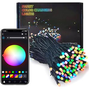 YOSION APP Control RGB LED Christmas Lights, Smart Fairy String Lights, Ideal for Xmas Tree, Wedding Garden, Home, Party, Halloween Festival Deco (200leds-66ft)