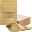 FireKylin 100 Pcs Paper Bags Resealable bags 3.5" x 5.5" Zipper Food Storage Bags, Stand Up, with Matte Window, Reusable, Sealable, for Packaging Products