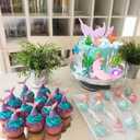 Gyufise 21Pcs Mermaid Cake Topper Big Mermaid Tails Seaweed Shells Seagrasses Cake Set for Ocean Under the Sea Cake Decor Birthday Party Supplies Pink
