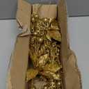 Oairse 3 Pcs Gold Artificial Poinsettia Flowers Picks Glitter Christmas Floral Picks and Sprays Christmas Fake Flowers Stems with Berries Pine Branches Fillers for for DIY Centerpieces Vase Decor