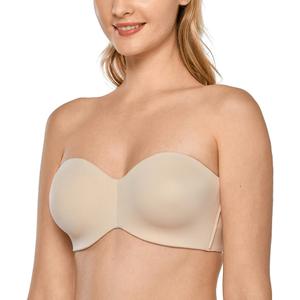 DELIMIRA Women's Strapless Bra Unlined Underwire Minimizer Plus Size Support. 34B