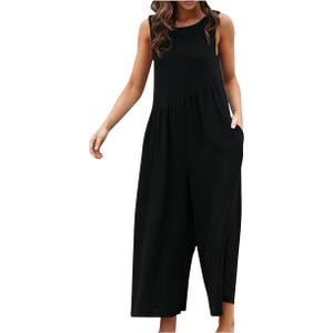 Womens Wide Leg Trousers Sleeveless Plunge Jumpsuits Playsuit Culotte, Size L