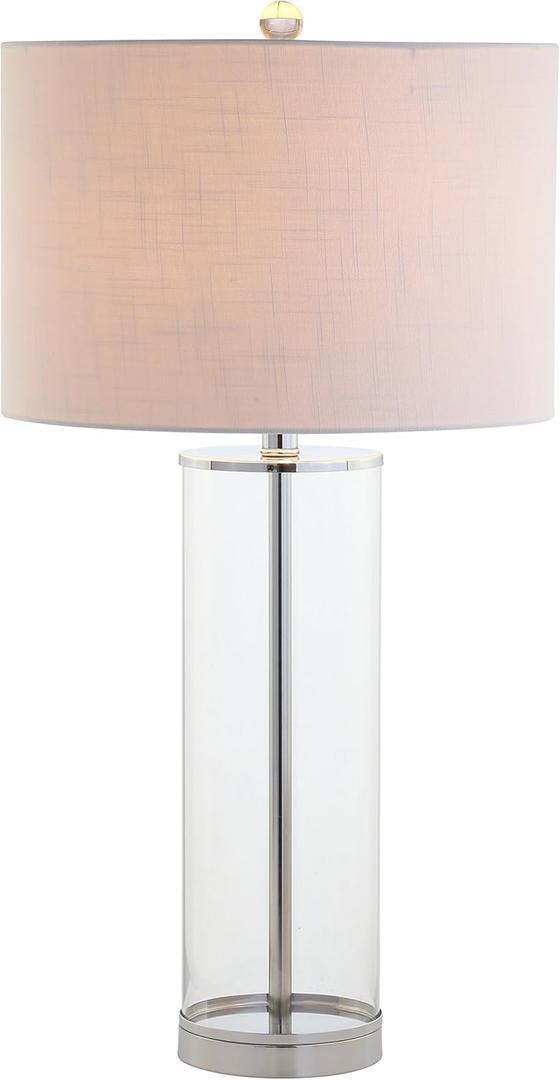 JONATHAN Y JYL2004A Harper 29" Glass LED Table Lamp Modern Contemporary Bedside Desk Nightstand Lamp for Bedroom Living Room Office College Bookcase LED Bulb Included, Clear/Chrome