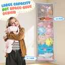 2 Pack Corner Stuffed Animal Toy Storage Hanging Organizer, Expandable Mesh Net Pockets, Stores Loads of Plush Toys - Large Plushie Display for Boys, Girls - Grey