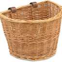 ProSource Wicker Bike Basket Front Cargo for Women and Men, Fits Most Bicycles, Beach Cruisers, Stationary Equipment, and Ebikes, Light Brown, 13"l X 10"w X 10"h