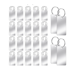 50 Pcs Blank Dog Tags 1.6 x 0.8 Inch Stainless Steel Tags Blank Key Rectangle Engraved Blank Key Ring Blank Tags with One Hole Metal Stamping Tags for DIY Decorative Craft Dog Tags