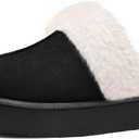 Litfun Women's Fuzzy Memory Foam Slippers Fluffy Winter House Shoes Indoor and Outdoor (Black, 8-8.5)